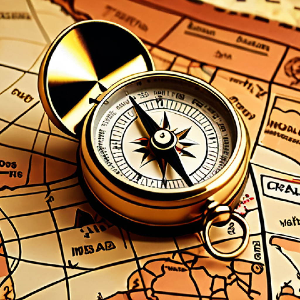 **

A compass resting on a world map, with stylized icons representing various global business qualifications (MBA, CFA, TOEIC logo). Soft, warm lighting. The overall feel is one of guidance and opportunity.

**