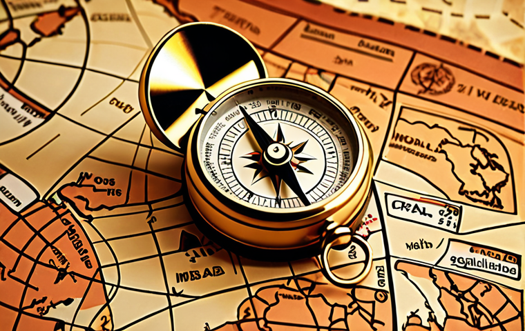 **

A compass resting on a world map, with stylized icons representing various global business qualifications (MBA, CFA, TOEIC logo). Soft, warm lighting. The overall feel is one of guidance and opportunity.

**