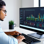 A professional global business person, fully clothed in modest, modern business attire, deeply focused on digital learning. They are seated at a sleek, minimalist desk in a bright, contemporary home office. A large monitor displays intricate data visualizations and an AI interface, while they are actively taking notes in a notebook. Their expression conveys deep concentration and intellectual curiosity, symbolizing the pursuit of continuous skill development. perfect anatomy, correct proportions, natural pose, well-formed hands, proper finger count, natural body proportions, professional photography, high quality, safe for work, appropriate content, fully clothed, professional.