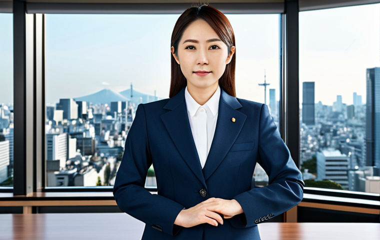 **

"A confident Japanese businesswoman in a modest, stylish business suit, standing in a modern office with Tokyo skyline view, fully clothed, appropriate attire, safe for work, perfect anatomy, natural proportions, professional corporate photography, well-formed hands, proper finger count, family-friendly, professional."

**