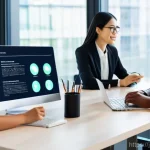 글로벌 비즈니스 업무 효율화 도구 - **Prompt for AI Translation Tool in Action:**
    "A vibrant, high-angle shot of a diverse group of ...