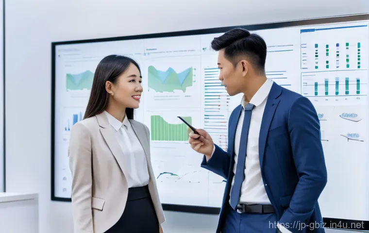 글로벌 비즈니스 자격증 취득을 위한 학습 자료 - In a sleek, contemporary meeting room, a diverse group of four business professionals is engaged in ...