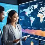 글로벌 비즈니스 분야의 중점 과목 - **Prompt:** A diverse group of professionals (male and female, various ethnicities) in a brightly li...