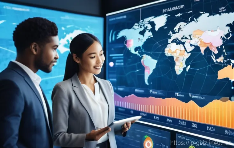 글로벌 비즈니스 분야의 중점 과목 - **Prompt:** A diverse group of professionals (male and female, various ethnicities) in a brightly li...