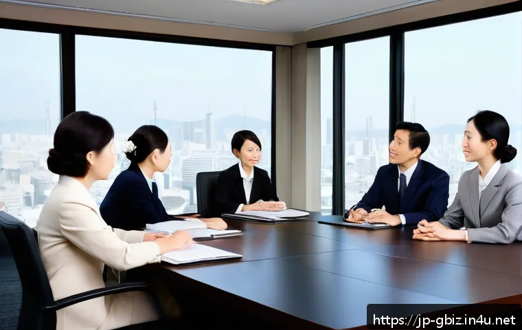 글로벌 비즈니스 연봉 협상 성공 사례 - A modern Japanese office negotiation scene emphasizing multicultural communication: a diverse group ...
